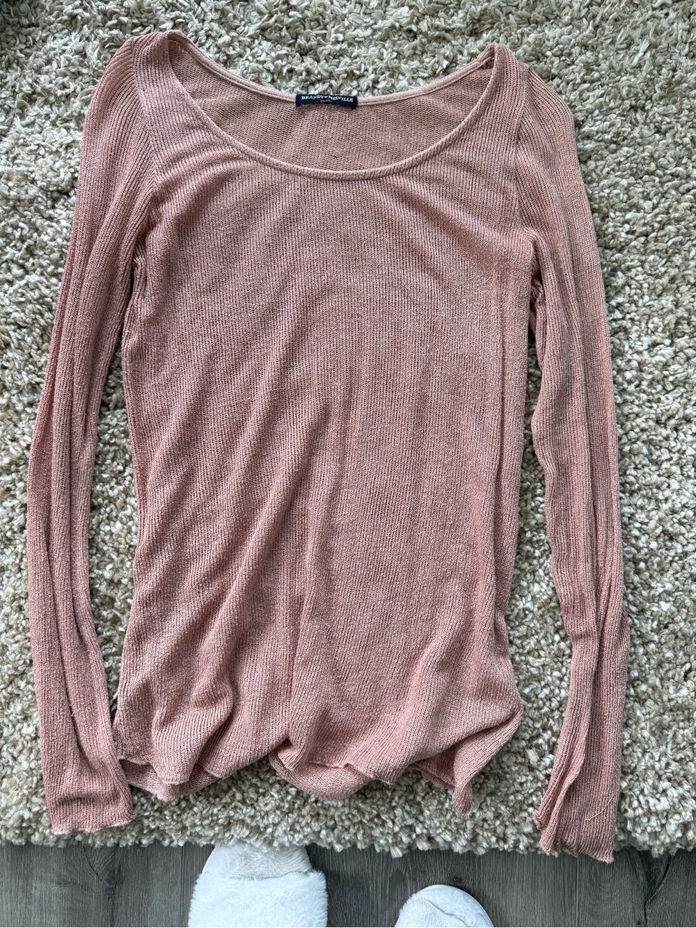 Brandy Melville Dusty Rose Ribbed Long Sleeve Top